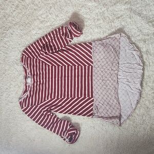 POSTMARK fairley stripe tunic XS hi-low mixed print long roll tab sleeve top